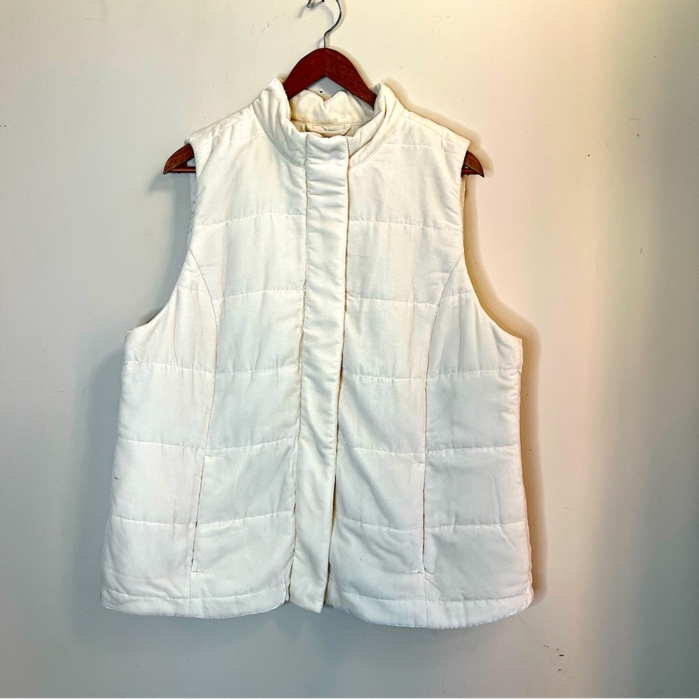 J Jill L Velour Ivory Puffer Vest, NWT